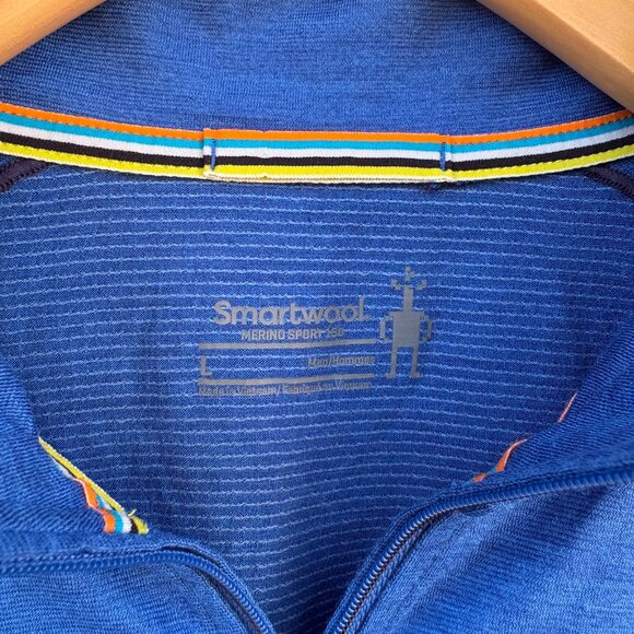 Smartwool Merino Sport 150 Long Sleeve 1/4 Zip Men's Large Blue Outdoor Gorpcore - Picture 3 of 10
